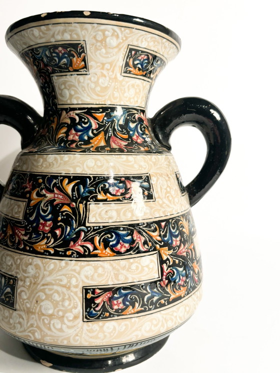 Vase en céramique peint à la main Molaroni des années 1940 – Ceramic (photo 3 of 12)