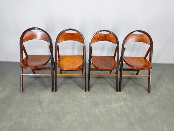 Image 1 of Set van vier Bauhaus klapstoelen B751 van Ligna, Tsjechoslowakije, jaren 1930.
