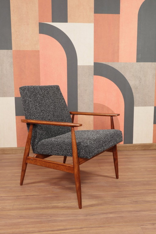 Vintage Sessel skandinavisches Design schwarz weiß Granola Polsterstoff