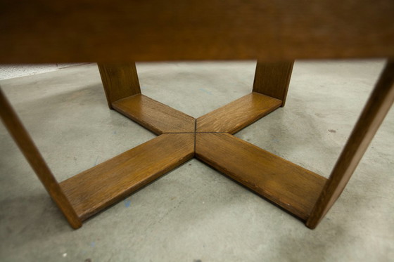 Image 1 of Tavolo esagonale unico, 1977, rovere, vetro fumé, fabbricazione svizzera