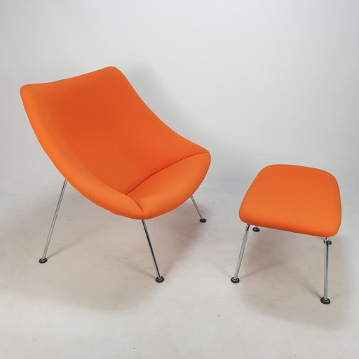 Fauteuil vintage avec ottoman Oyster par Pierre Paulin pour Artifort, 1960s