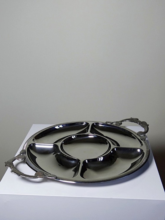 Image 1 of Large Jean Couzon hors d'oeuvre tray in 18/10 stainless steel, 5 compartments
