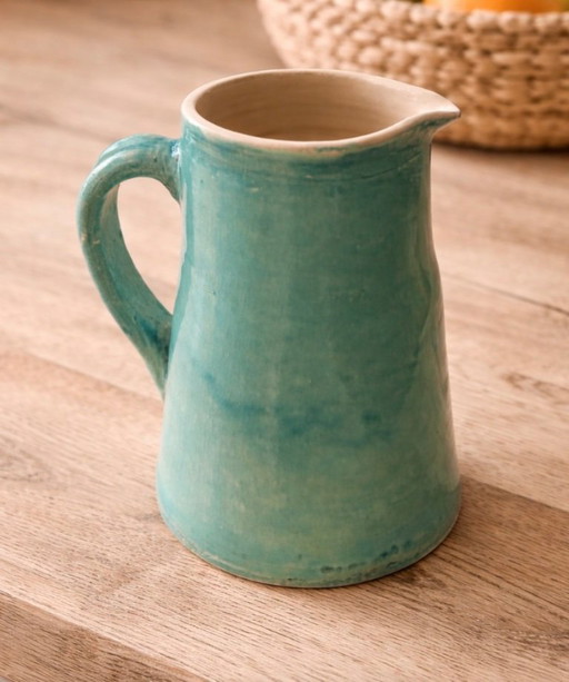 Brocca in terracotta smaltata color turchese