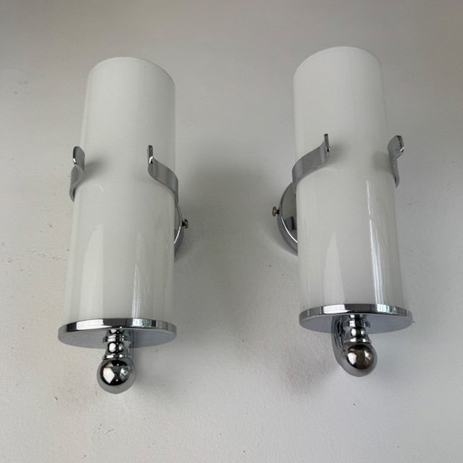 PAIRE D’ANCIENNES APPLIQUES EN OPALINE « DELMAS »  VINTAGE