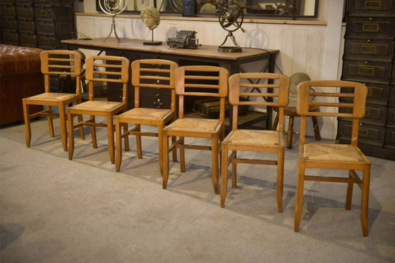 Set of 6 Pierre Cruège chairs from the 1950s. – Dining chairs, Wood, Mid Century Modern (photo 14 of 14)