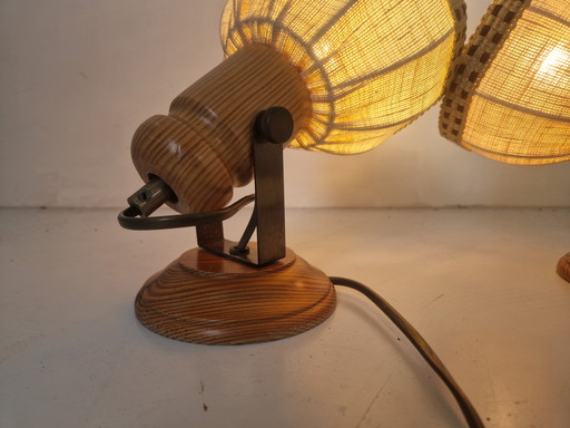 2 Vintage Swedish Pine Bed Lamps