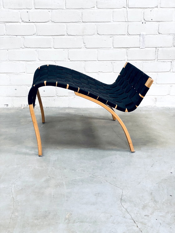 Image 1 of Bruno Mathsson | Set Of Vintage Lounge Chair With Ottoman | Pernilla Series | Black Canvas