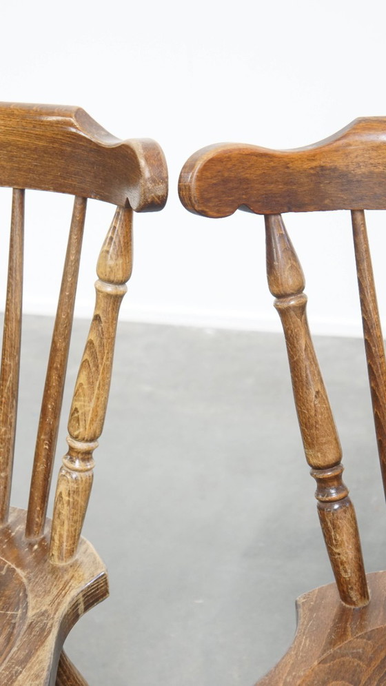 Image 1 of 6 x Antiker holländischer Holzbarhocker