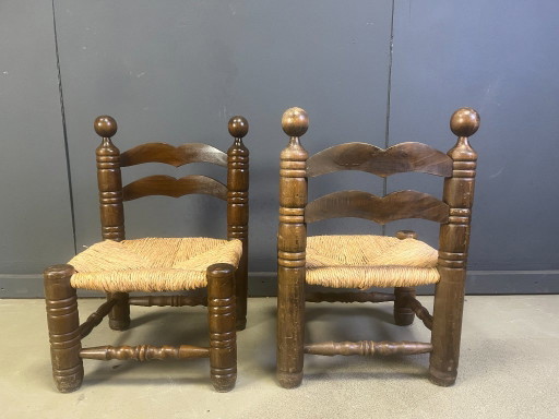 Charles Dudouyt (attr) brutalist children chairs, set of 2, 1960s