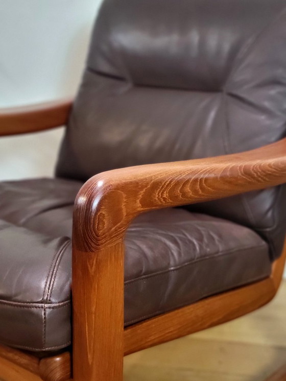 Image 1 of Set of 2 vintage armchairs from EMC Furniture in teak and leather