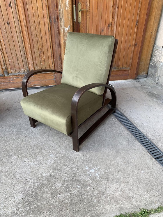Set of Adjustable Lounge Chairs by Jindřich Halabala, 1930s – Armchairs, Velvet (photo 3 of 7)