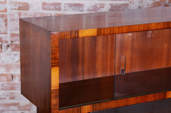 Gerestaureerd art-deco dressoir, walnoothout, glas, herleefde Poolse afwerking, Tsjechisch, jaren 1920 (photo 8 of 14)