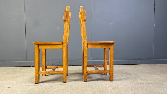 Image 1 of Vintage oak brutalist chairs, 1960s - set of 6
