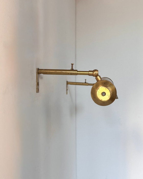 Paar verstelbare vintage Wandlampen van messing, Frankrijk 1970 – Brass (photo 5 of 6)