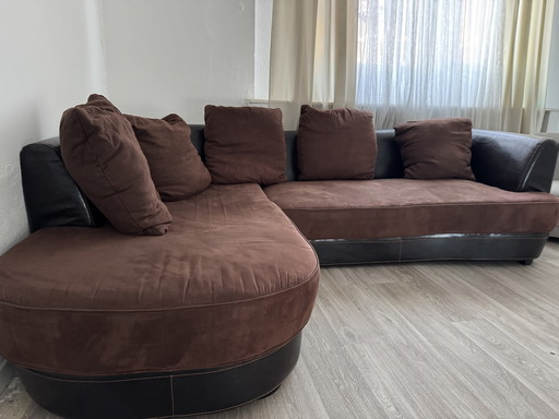 High-end designer lounge sofa – Italian luxury, leather & fabric, extra deep seating comfort