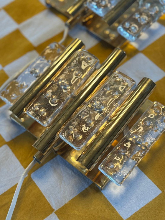 Image 1 of Coppia di lampade da parete in ottone e vetro di Hans Agne Jakobsson