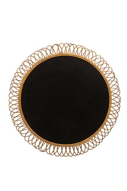 Round Rattan mirror with interlacing. Circa 1980.