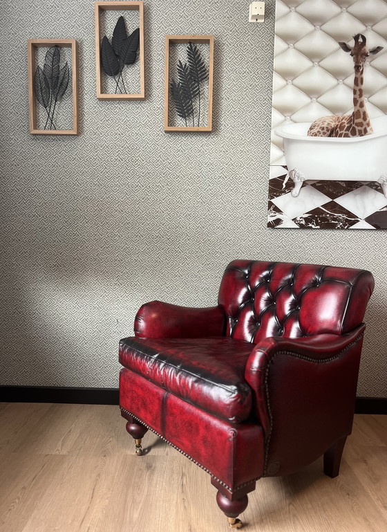 Image 1 of Sedia - Poltrona Chesterfield Bolton - Rosso antico - Pelle