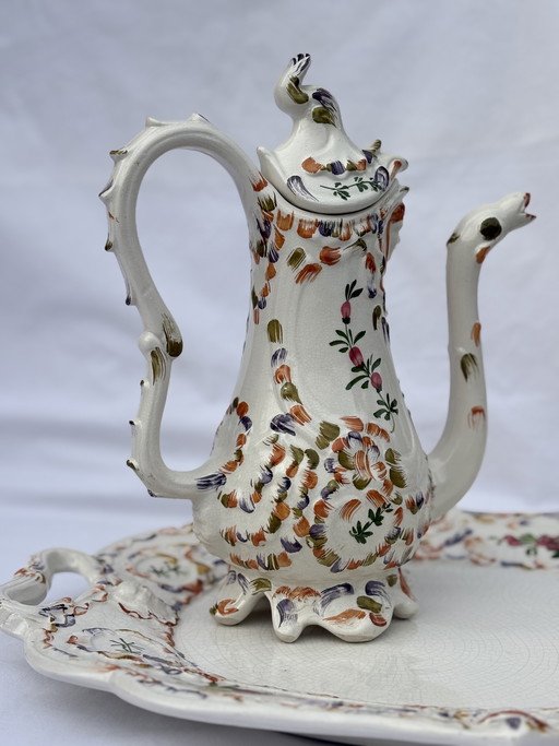 Vintage Bassano, Italien, Keramik-Kaffee- und Teeservice – handbemalt im Rokoko-Stil