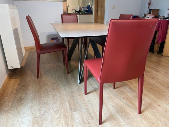 Roche Bobois Cigale – Tavolo 180 × 100 cm + 4 Sedie Sara; Design: Andrea Casati – Tavoli da pranzo, Leather (photo 4 of 11)