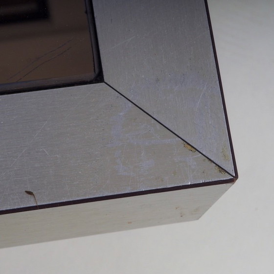 Image 1 of Tavolino in acciaio inox con piano in vetro marrone