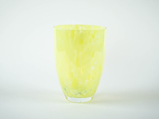 Lemon-coloured glass vase, Danish design, 1970s, made in Denmark