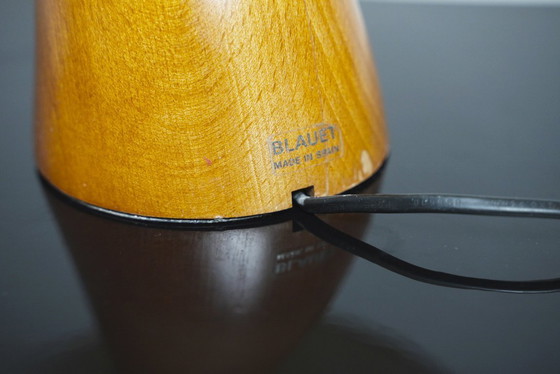 Image 1 of Lampada da tavolo Bonsai Josep Llusca Blauet anni '90, stile spagnolo Mid-Century, in legno di cedro, paralume in pergamena.