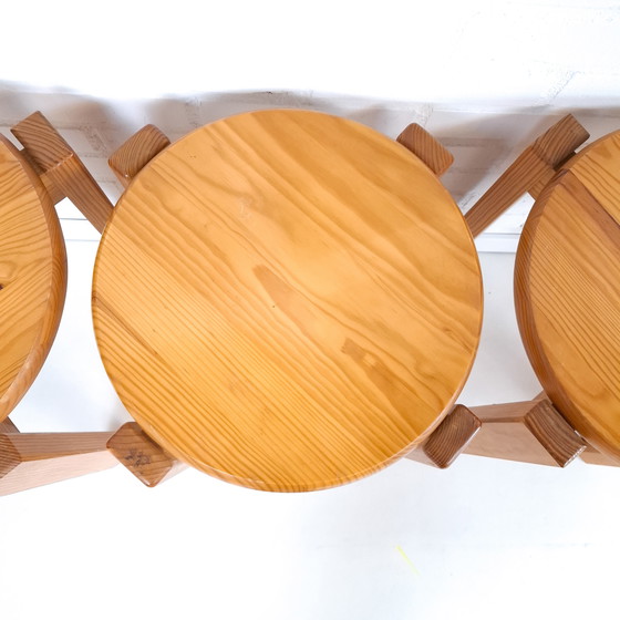 Image 1 of 6x vintage kruk grenenhout jaren 70 mid century modern