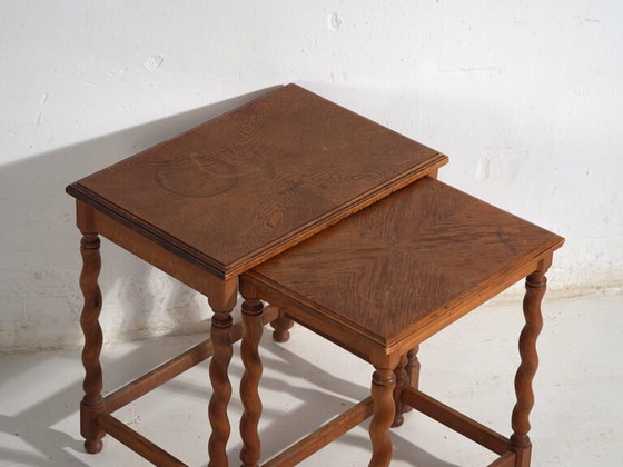 Zweedse eiken nesttafels (ca. 1900) #128 – Bijzettafels, Scandinavian (photo 24 of 40)