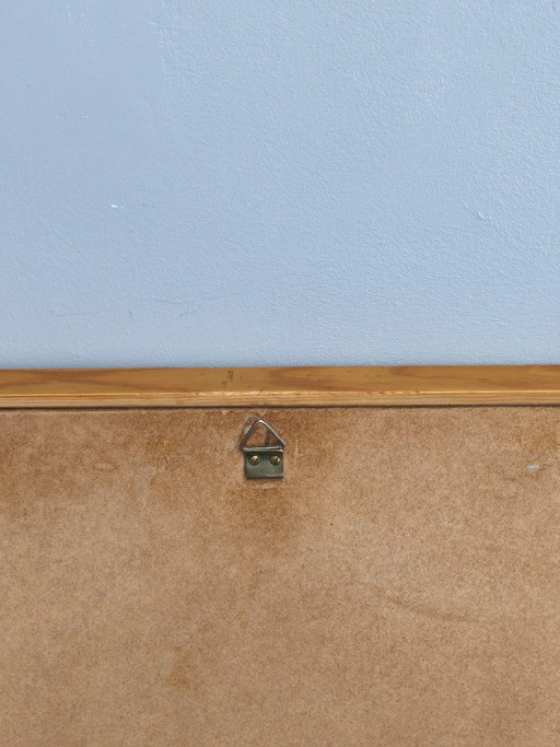 Espejo de pared danés de pino y azulejos de cerámica, década de 1960.