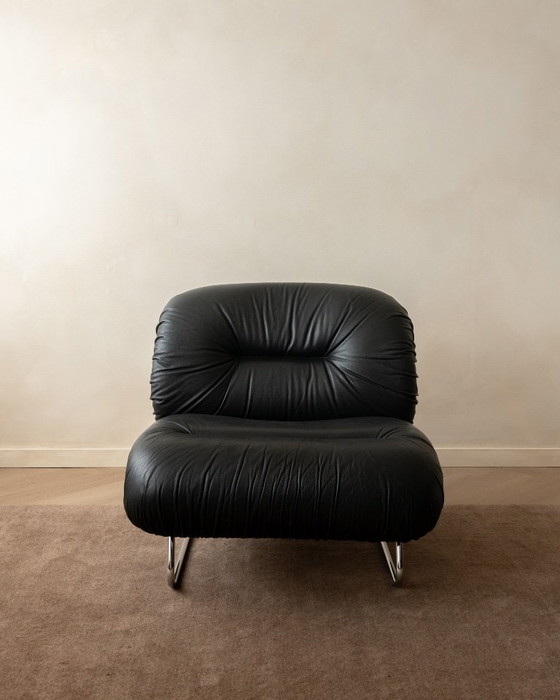 Italian Leather And Chrome Lounge Chairs, 1980s, Set Of 3 – Armchairs (photo 9 of 23)