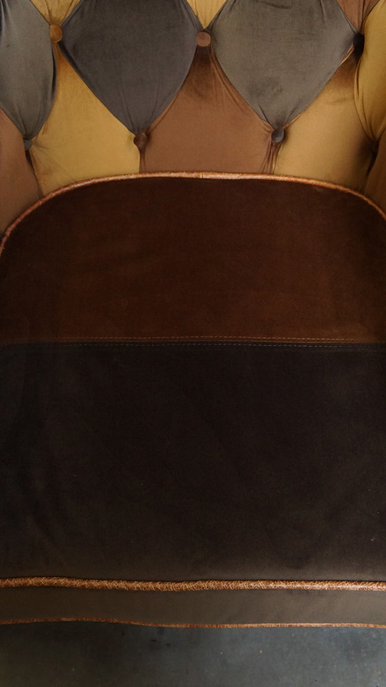 Image 1 of 4 X Stoffen Chesterfield Clubfauteuil