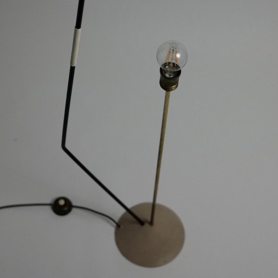 Rare Lampadaire Kaiser Leuchten avec abat-jour en fibre tressée, Allemagne, années 1950 – Wicker, Brass (photo 11 of 16)