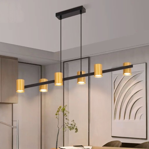 Schöne große Modern Design schwarz/gold Deckenleuchte mit 6 Lichtpunkten