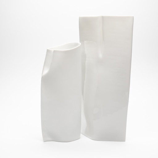 Kunstvaas Duo Rosenthal Studio Linie Ontwerp Johan van Loon 1982 Fijn Porselein