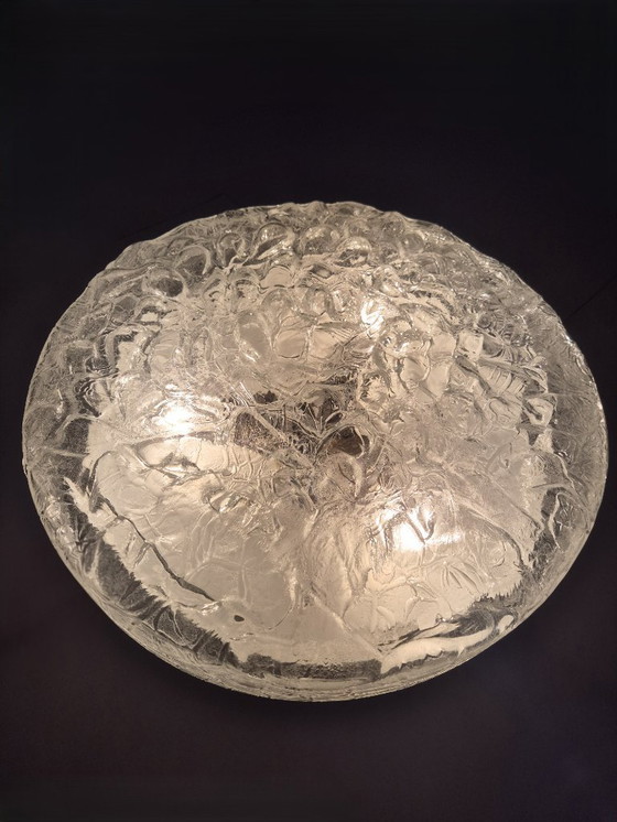 Image 1 of Doria Leuchten Ice Glass Ceiling Lamp  Mid-Century Vintage Retro Lamp