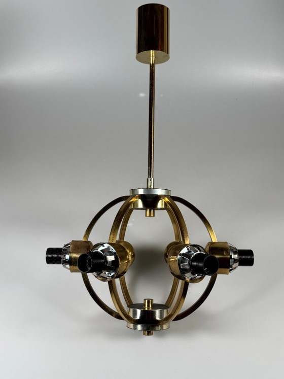 Image 1 of Lámpara de araña Sputnik de 6 luces, años 60/70, diseño de cristal Kaiser Leuchten