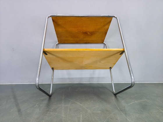 Image 1 of Mesita auxiliar de acero tubular estilo Bauhaus, inspirada en Marcel Breuer, década de 1930.