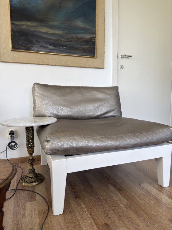 Image 1 of Moderne loungeset – wit hout en kunstleer – zeer comfortabel