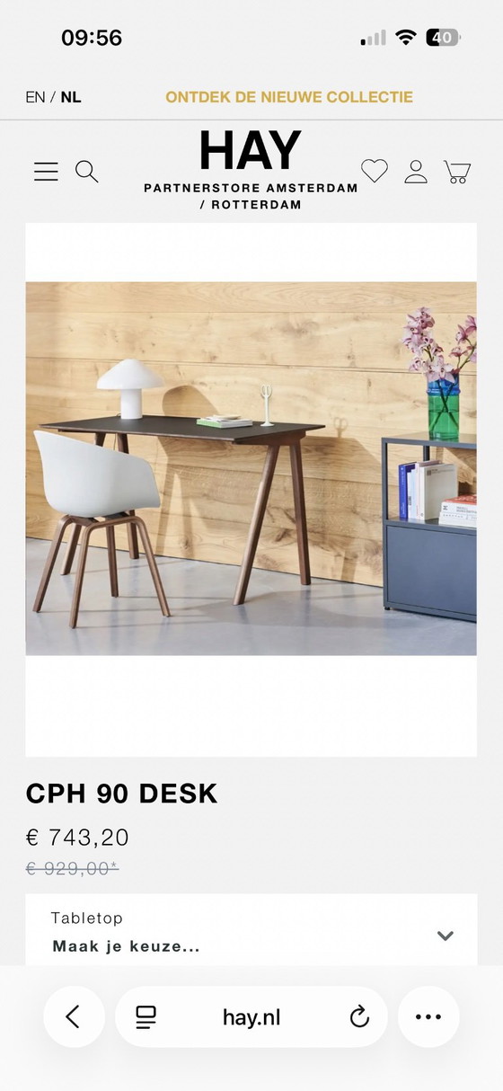 Nieuw in doos HAY desk CPH90 met Smokey Blue linoleum top – Bureau, Other (photo 4 of 5)