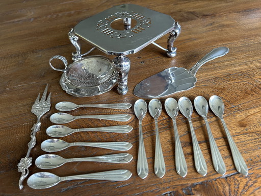 Silver-plated Vintage Tea Set. (17-Piece)