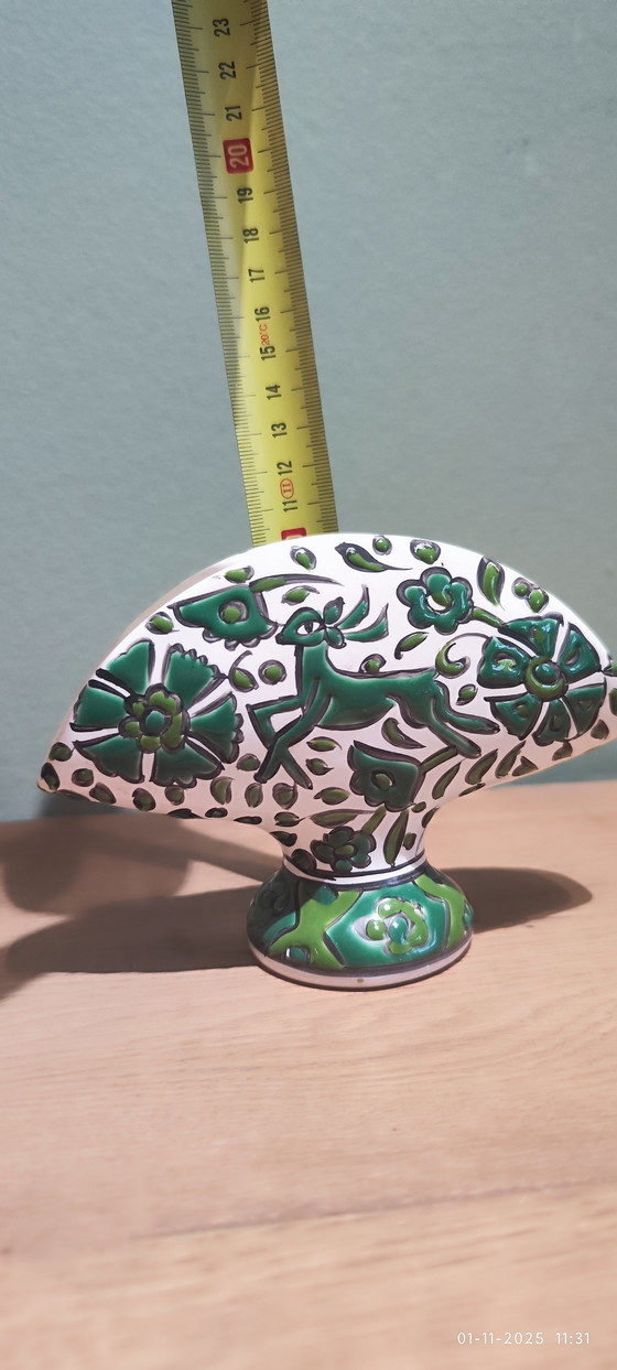 Image 1 of Vintage Napkin Holder with Green Design