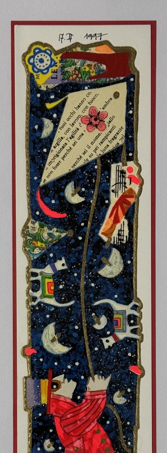 Francesco Musante, Siebdruck, 10 x 50 cm, Drachensteigen im Rahmen – Lithographien & Drucke, Paper, Wood (photo 3 of 5)