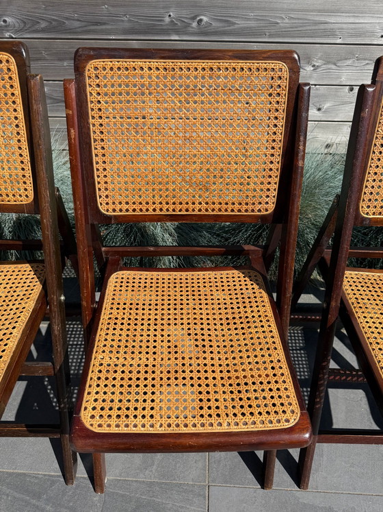 Image 1 of 4 sedie pieghevoli vintage con struttura in tessuto, anni '60