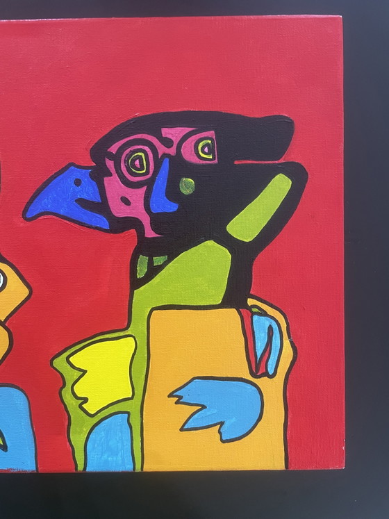 Image 1 of Abstract colorful acrylic painting on canvas | COBRA style | 40 x 30 cm