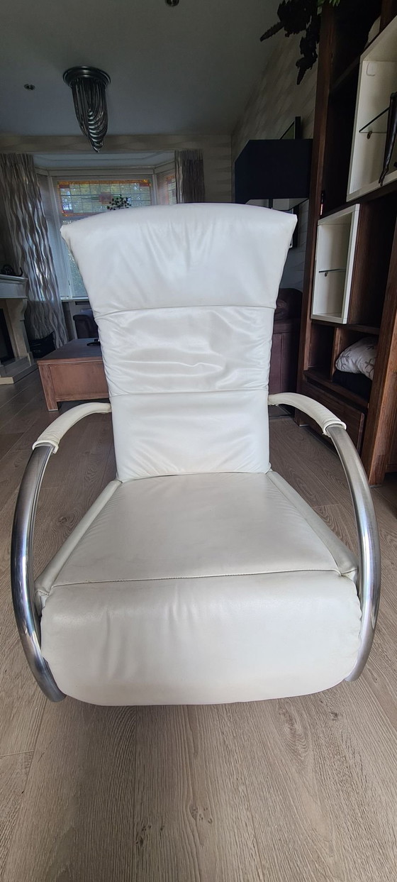 Draai stoel wit leer edelstaal van het merk Prominent, Draaistoelen, Roestvrij staal, Zilver (foto 7 van 7)