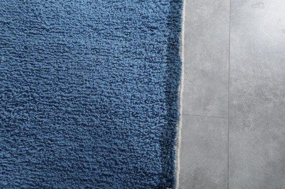 Image 1 of Tappeto Beni Ourain blu - Tappeto marocchino - Tappeto blu tinta unita - 230x140
