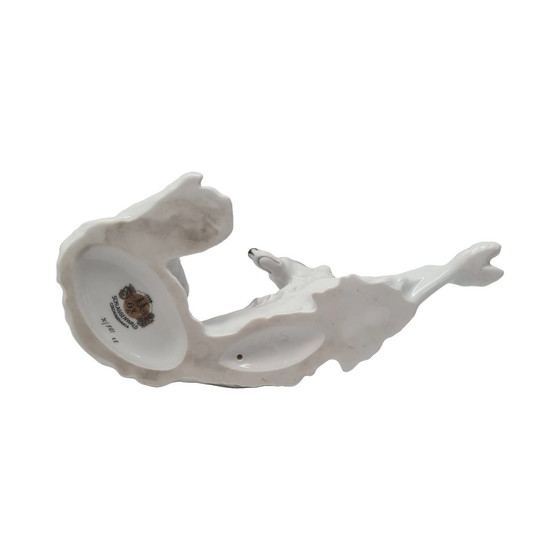 Image 1 of Art Deco porcelain Barzoi statue Schlaggenwald