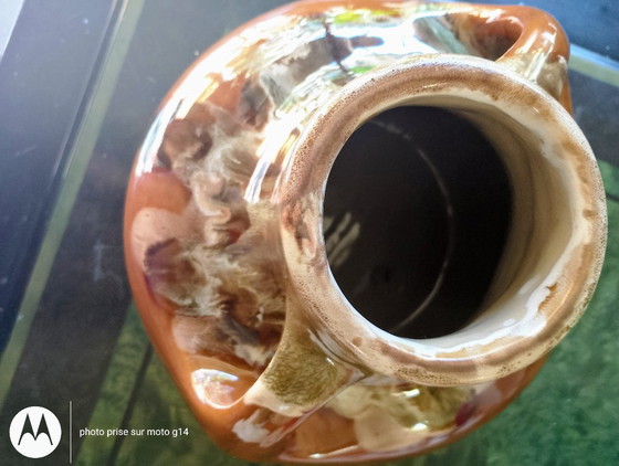 Large Vintage St Amand Sandstone Ceramic Vase Signed BADY (photo 3 of 5)