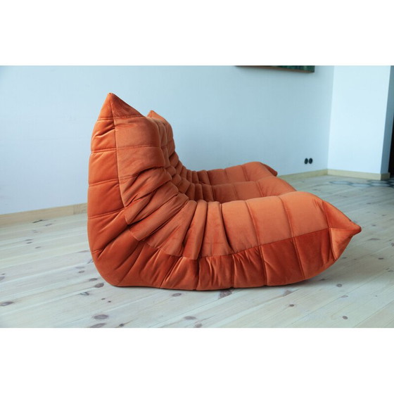 Image 1 of Ensemble salon vintage Togo en velours orange par Michel Ducaroy pour Ligne Roset, France 1973